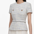 Blue Boucle Chiffon Midi Dress