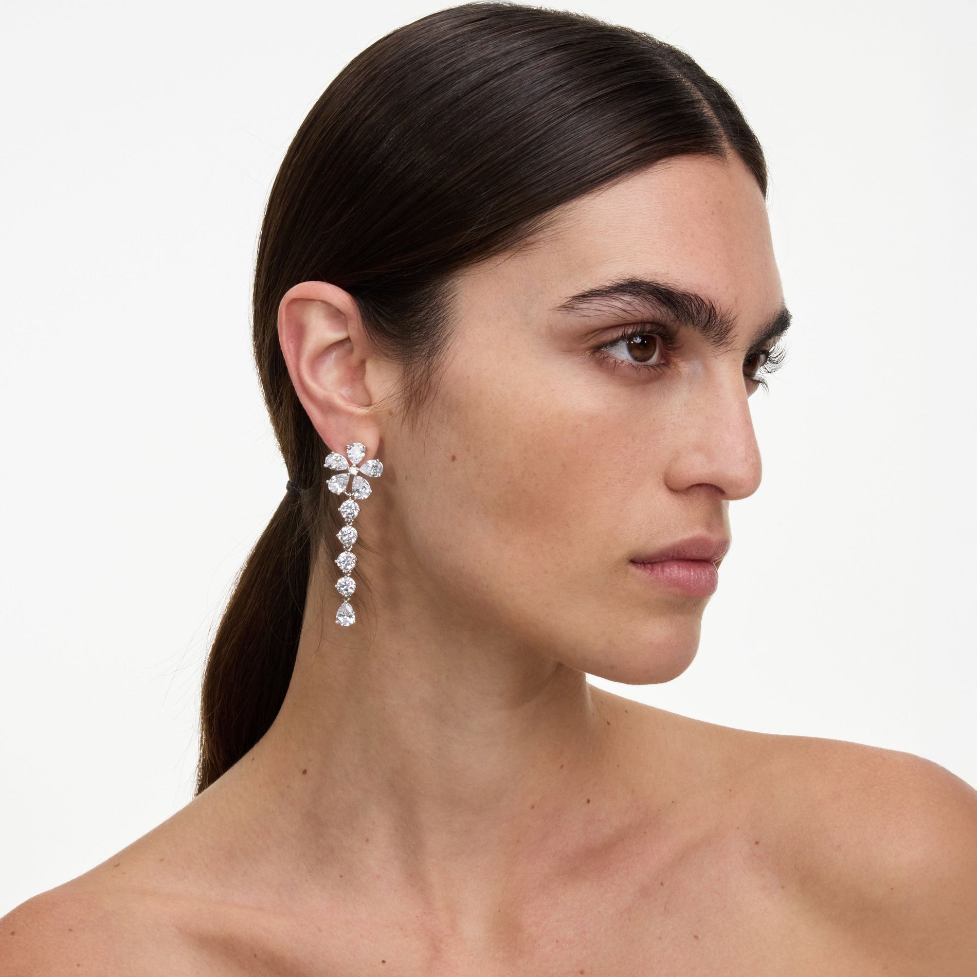 Multi Crystal Flower Dangle Earring