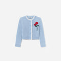 Blue Cable Knit Frill Cardigan