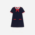 Navy Wool Frill Knit Dress