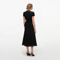 Black Boucle Crystal Trim Chiffon Midi Dress