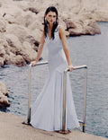 Blue Satin Jersey Maxi Dress