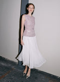Pink Boucle Chiffon Midi Dress