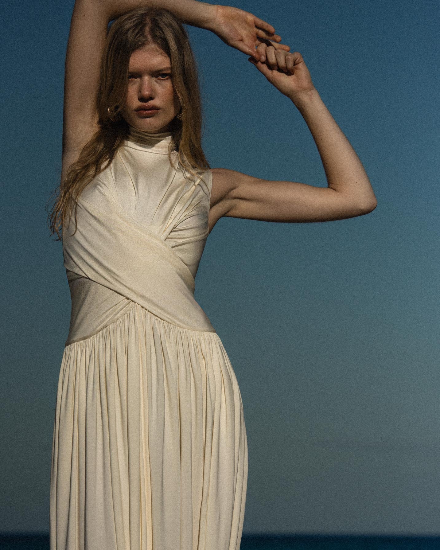 Yellow Jersey Wrap Midi Dress