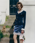 Navy Ribbed Knit Cardigan