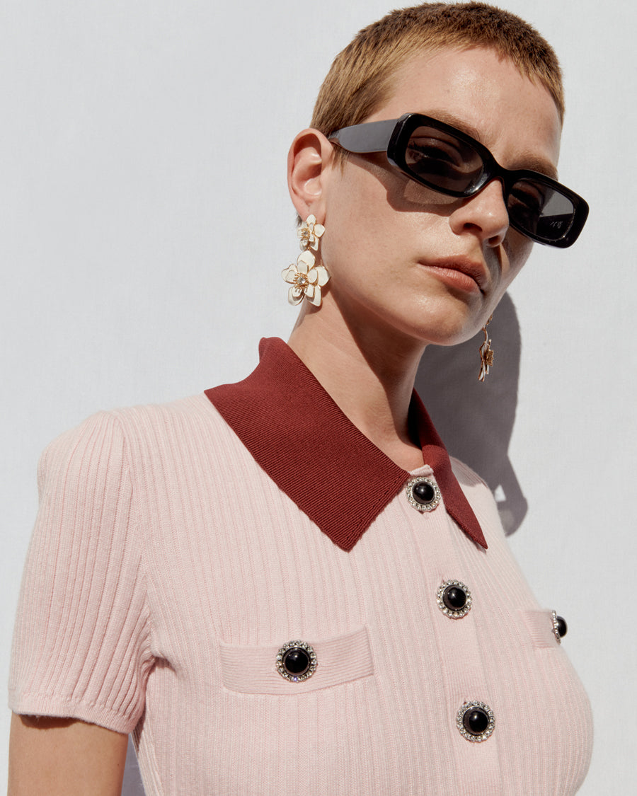 Enamel Flower Tiered Earrings