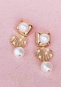Gold Pearl Shell Earrings