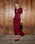 Burgundy Pearl Knit Midi Dress