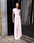 Pink Jersey Draped Maxi Dress