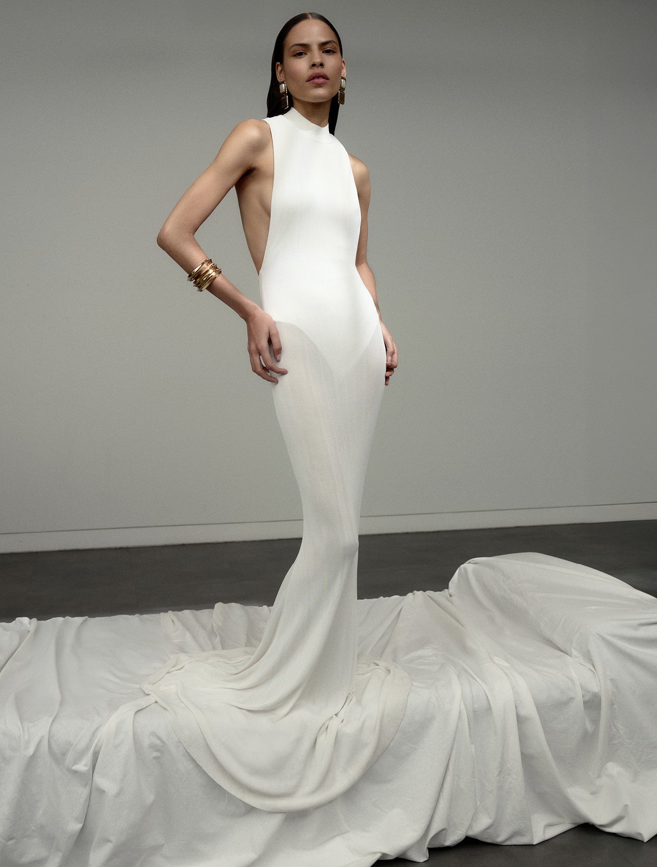 White Racer Back Viscose Knit Maxi Dress