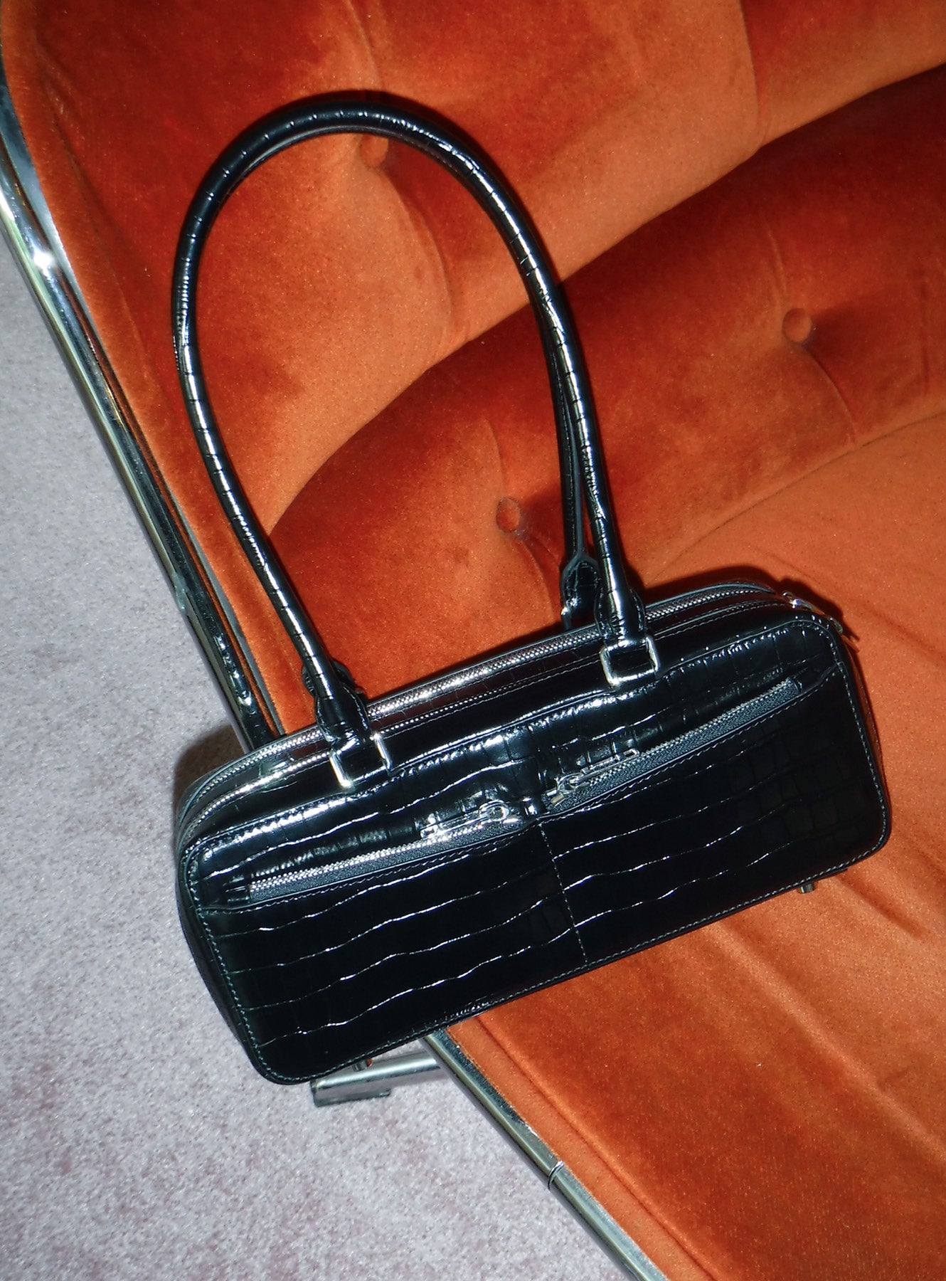 Black Croc Shoulder Bag
