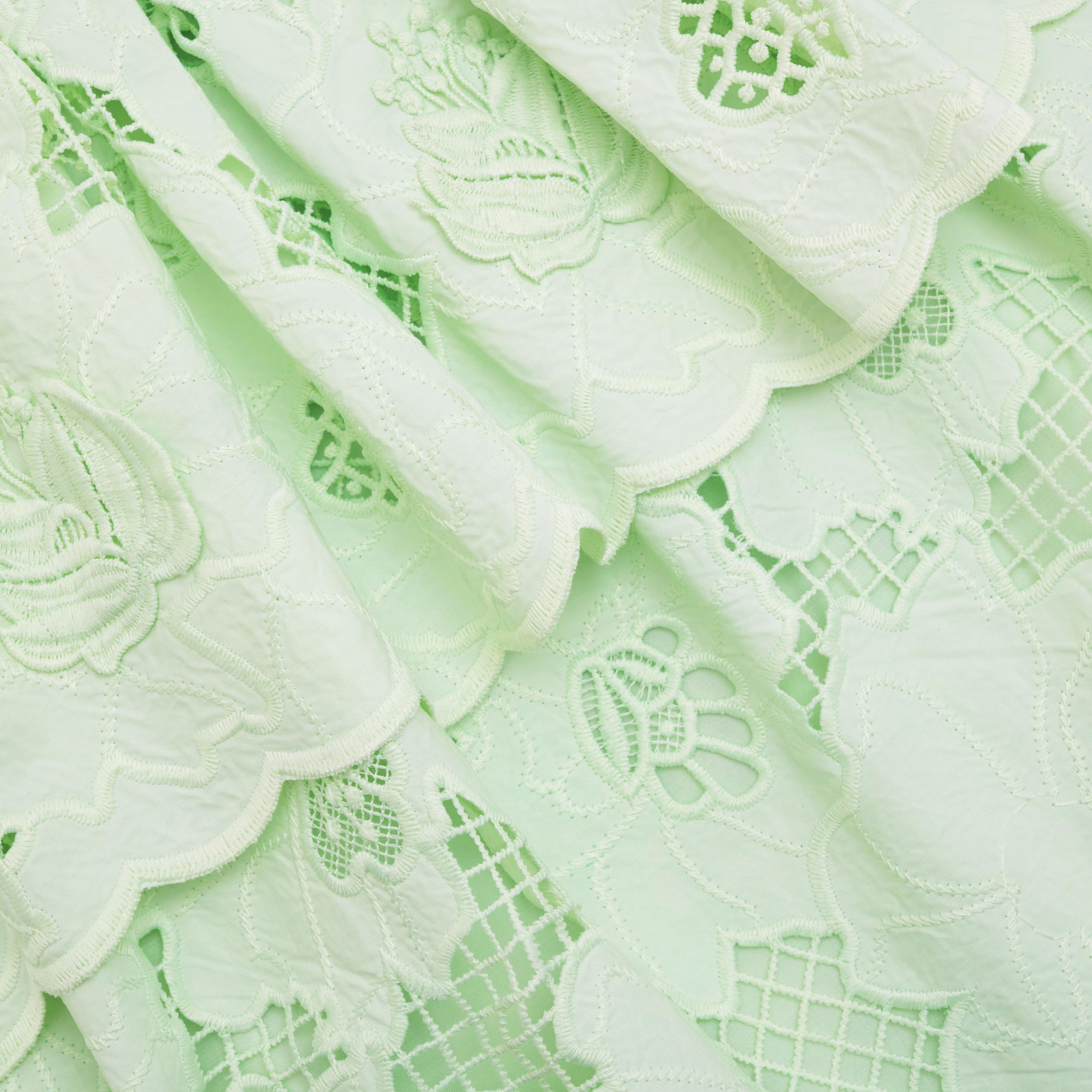 Mint Cotton Lace Peplum Midi Dress