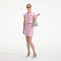 Pink Jewel Button Knit Mini Skirt
