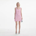 Pink Floral Lace Sleeveless Mini Dress