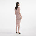 Pink Lace Diamante Bow Midi Dress