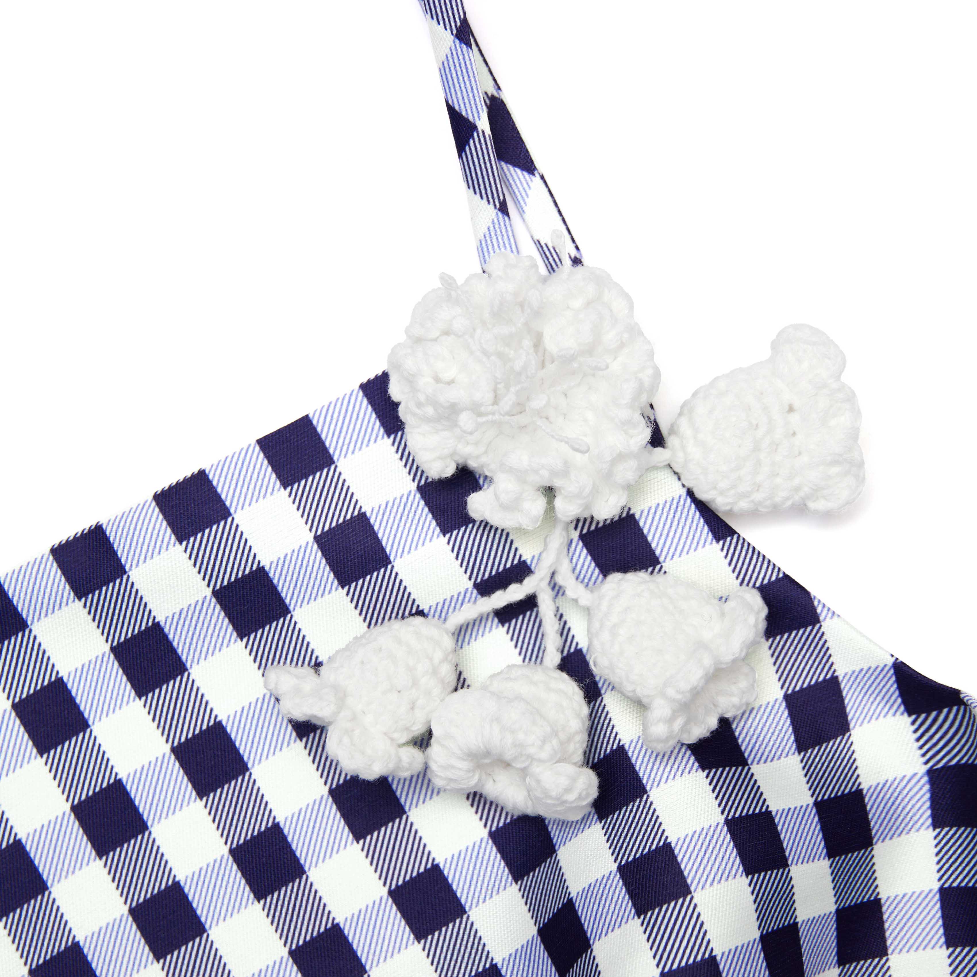 Navy Gingham Taffeta Top