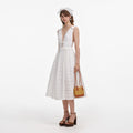 White Cotton Broderie Midi Dress