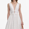 White Cotton Broderie Midi Dress