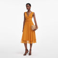 Burnt Orange Chiffon Midi Dress