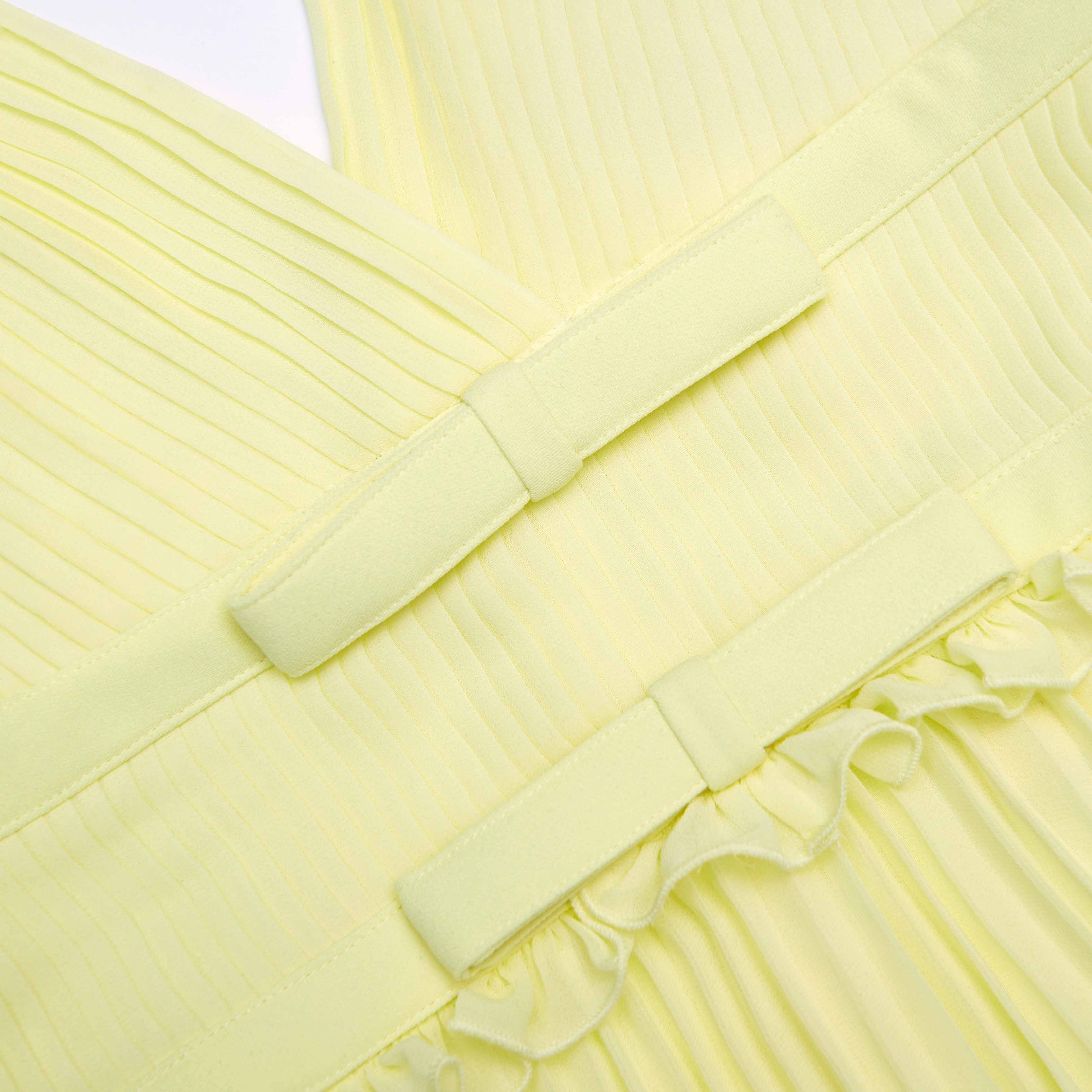 Yellow Chiffon Midi Dress