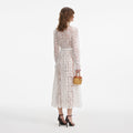 White Lace Tie Neck Midi Dress