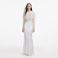 White Lace Cape Maxi Dress