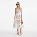 White Bow Embroidered Midi Dress
