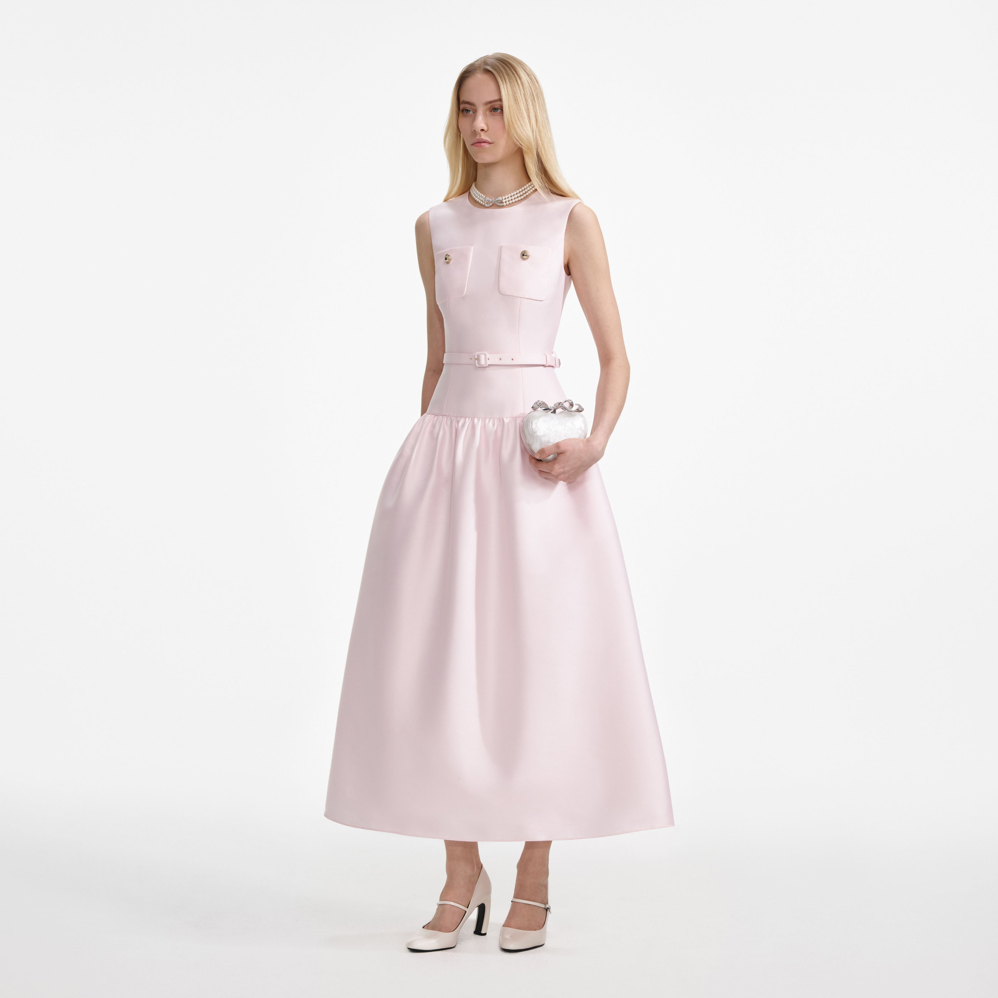 Pink Taffeta Midi Dress