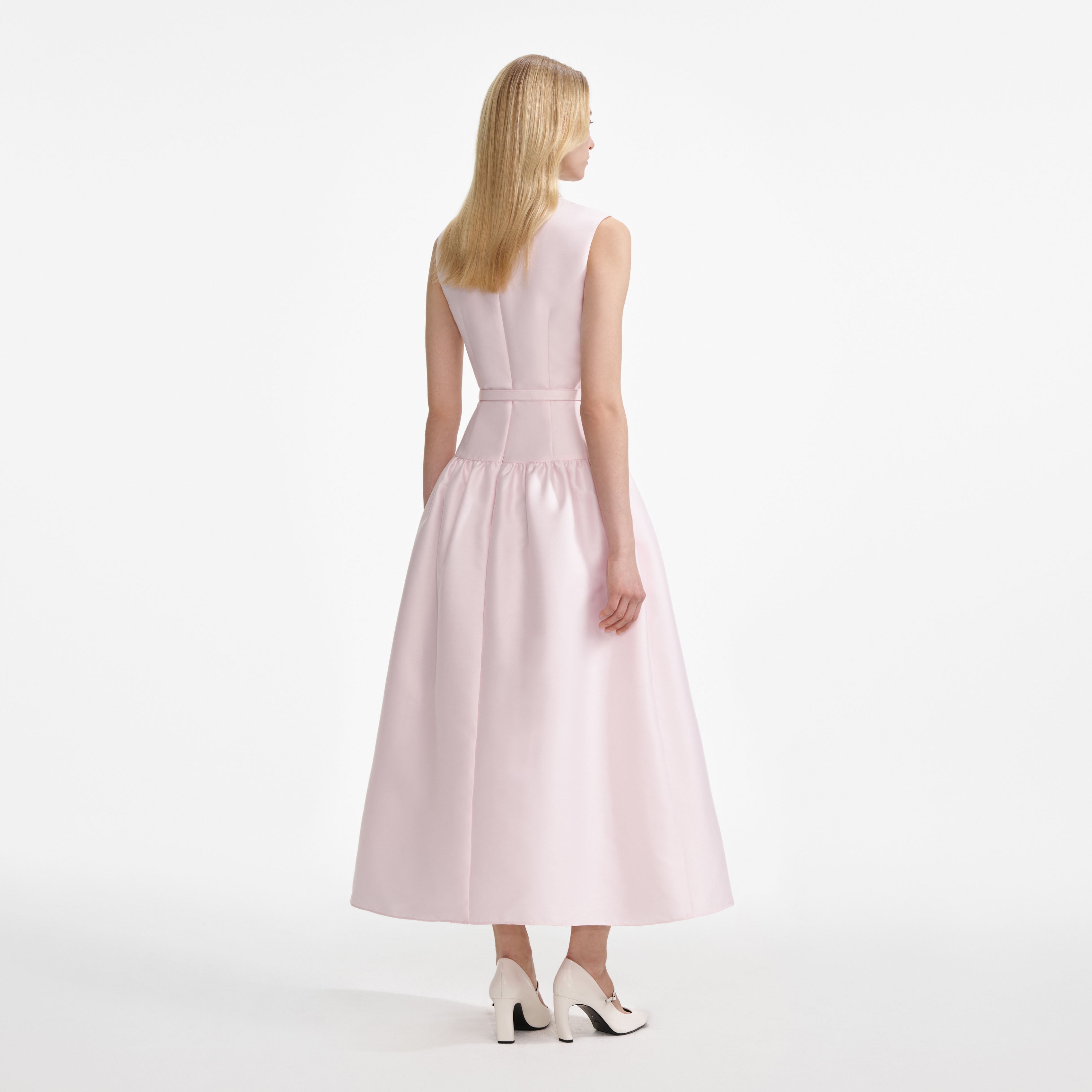 Pink Taffeta Midi Dress
