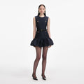 Navy Taffeta Mini Dress