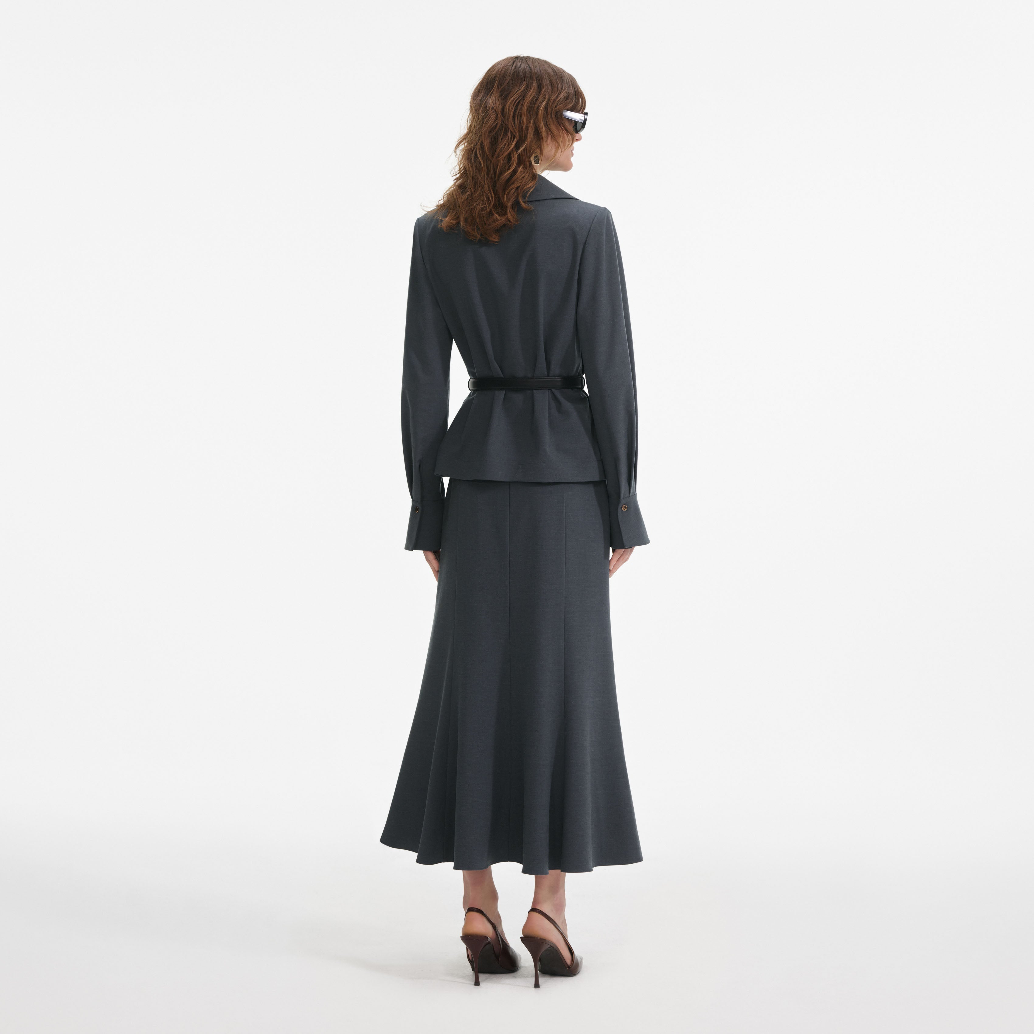 Grey Twill Midi Dress