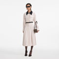 Cream Twill Contrast Collar Midi Dress