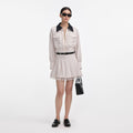 Cream Twill Pleated Mini Skirt