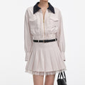 Cream Twill Contrast Collar Jacket