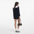 Navy Boucle Contrast Collar Jacket