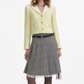 Yellow Boucle Contrast Collar Jacket