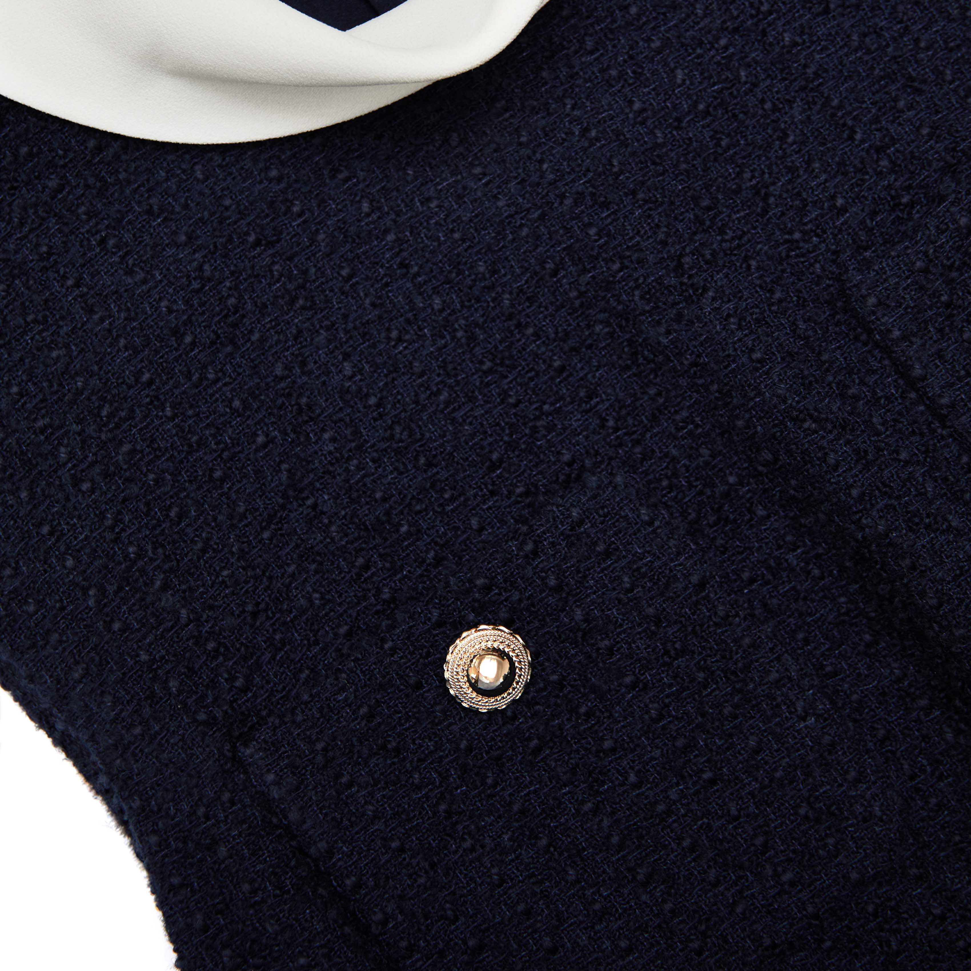 Navy Boucle Sleeveless Midi Dress