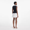 Navy Boucle And Chiffon Mini Dress