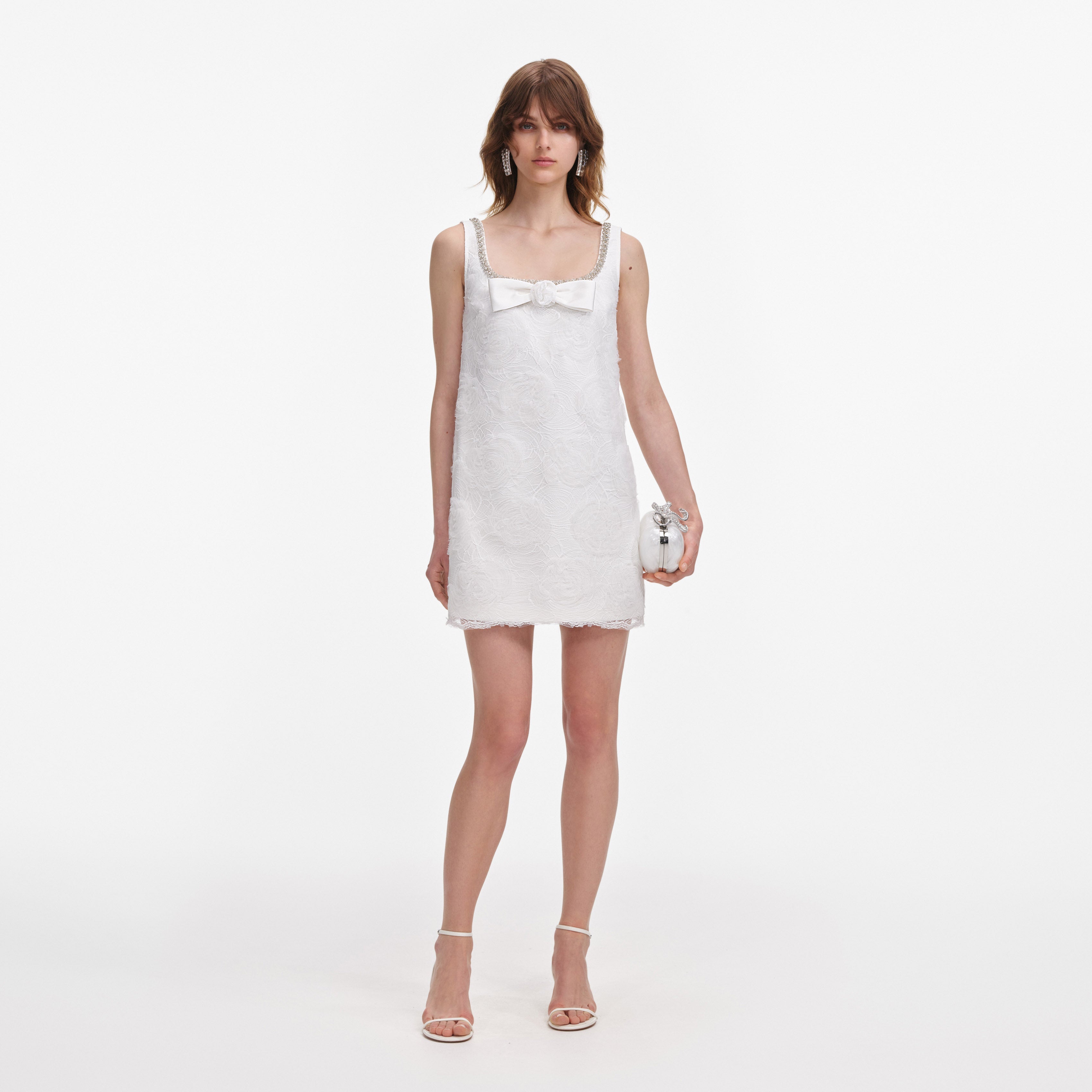 White Tulle Lace Mini Dress