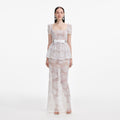 White Tulle Lace Maxi Dress