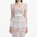White Tulle Lace Maxi Dress