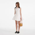 White Cotton Contrast Collar Mini Dress