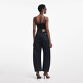 Black Lace Trim Rib Knit Top