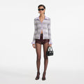 Grey Stripe Rib Knit Top