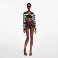Navy Striped Viscose Knit Top