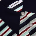 Navy Striped Viscose Knit Top