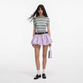 Grey Striped Crystal Trim Knit Top