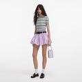 Grey Striped Crystal Trim Knit Top