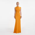 Burnt Orange Jersey Cut Out Maxi Dress