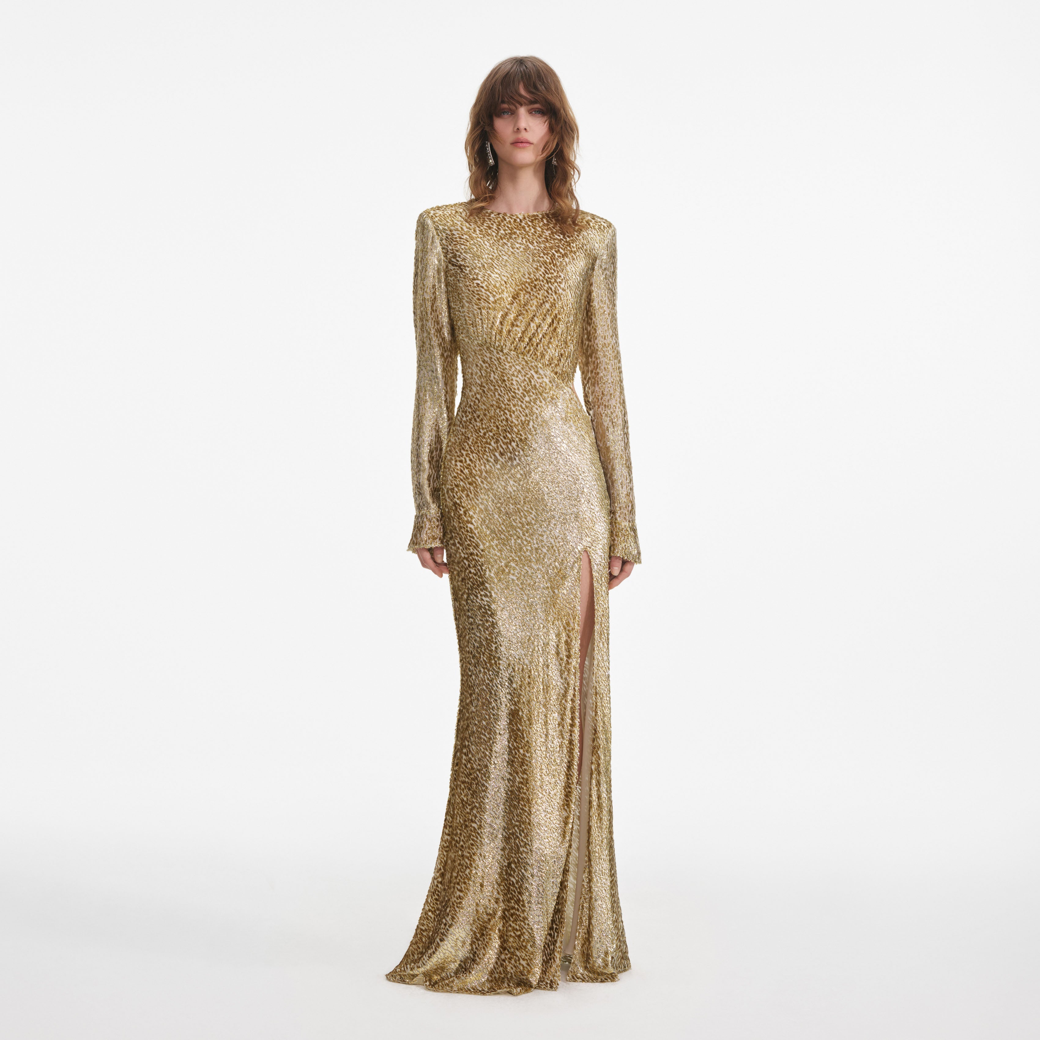 Gold Fil Coupe Maxi Dress